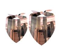 2 Pack Dog Bandana Dusk City Building Girl Boy Bibs Dog Scarf Kerchief Accessories for Small Medium Large Dogs Puppy Cat Pet