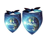 2 Pack Dog Bandana Earth and Galaxy Starry Sky Girl Boy Bibs Dog Scarf Kerchief Accessories for Small Medium Large Dogs Puppy Cat Pet