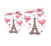 2 Pack Dog Bandana Eiffel Tower Heart Hot Air Balloon Girl Boy Pet Bibs Dog Scarf Kerchief Washable Bandanas Accessories for Small Medium Large Dogs Puppy Cat Pet