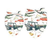 2 Pack Dog Bandana Farm Tractor with Harvest Pumpkin Girl Boy Bibs Dog Scarf Kerchief Accessories for Small Medium Large Dogs Puppy Cat Pet