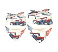 2 Pack Dog Bandana Farmer on Tractor Farmhouse Girl Boy Bibs Dog Scarf Kerchief Accessories for Small Medium Large Dogs Puppy Cat Pet