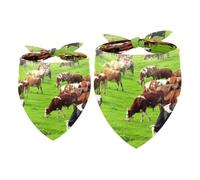 2 Pack Dog Bandana Farmland Cow Herd Girl Boy Bibs Dog Scarf Kerchief Accessories for Small Medium Large Dogs Puppy Cat Pet