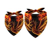 2 Pack Dog Bandana Fire Burning Phoenix Bird Girl Boy Bibs Dog Scarf Kerchief Accessories for Small Medium Large Dogs Puppy Cat Pet