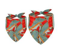 2 Pack Dog Bandana Fishes with Red Fins and Tails Girl Boy Bibs Dog Scarf Kerchief Accessories for Small Medium Large Dogs Puppy Cat Pet