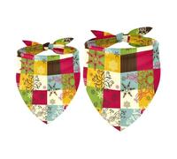 2 Pack Dog Bandana Florals on Colored Checked Plaid Girl Boy Bibs Dog Scarf Kerchief Accessories for Small Medium Large Dogs Puppy Cat Pet
