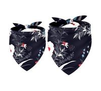 2 Pack Dog Bandana Flowers and Leaves on Dark Girl Boy Bibs Dog Scarf Kerchief Accessories for Small Medium Large Dogs Puppy Cat Pet