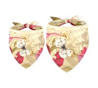 2 Pack Dog Bandana Flying Butterfly Flowers on Music Notes Girl Boy Bibs Dog Scarf Kerchief Accessories for Small Medium Large Dogs Puppy Cat Pet