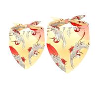 2 Pack Dog Bandana Flying Paired Cranes over Rising Sun Girl Boy Bibs Dog Scarf Kerchief Accessories for Small Medium Large Dogs Puppy Cat Pet