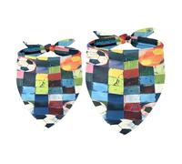 2 Pack Dog Bandana Football on Colorful Square Checkered Girl Boy Bibs Dog Scarf Kerchief Accessories for Small Medium Large Dogs Puppy Cat Pet