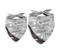 2 Pack Dog Bandana French Eiffel Tower and Hello Word Girl Boy Bibs Dog Scarf Kerchief Accessories for Small Medium Large Dogs Puppy Cat Pet