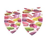 2 Pack Dog Bandana French Macaron Cookies Girl Boy Bibs Dog Scarf Kerchief Accessories for Small Medium Large Dogs Puppy Cat Pet