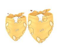2 Pack Dog Bandana Funny Cartoon Corgi Bones Pattern Girl Boy Bibs Dog Scarf Kerchief Accessories for Small Medium Large Dogs Puppy Cat Pet