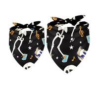 2 Pack Dog Bandana Funny Skeleton Dancing Musical Notes Girl Boy Bibs Dog Scarf Kerchief Accessories for Small Medium Large Dogs Puppy Cat Pet