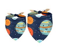 2 Pack Dog Bandana Galaxy Space Solar Earth Mars Smiley Girl Boy Bibs Dog Scarf Kerchief Accessories for Small Medium Large Dogs Puppy Cat Pet