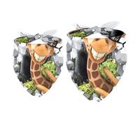 2 Pack Dog Bandana Giraffe Peeping From Broken Wall Girl Boy Bibs Dog Scarf Kerchief Accessories for Small Medium Large Dogs Puppy Cat Pet