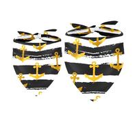 2 Pack Dog Bandana Golden Anchors on Black White Striped Girl Boy Bibs Dog Scarf Kerchief Accessories for Small Medium Large Dogs Puppy Cat Pet