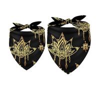 2 Pack Dog Bandana Golden Lotus Mandalas Girl Boy Bibs Dog Scarf Kerchief Accessories for Small Medium Large Dogs Puppy Cat Pet