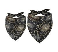 2 Pack Dog Bandana Gothic Gloomy Spiderweb Girl Boy Bibs Dog Scarf Kerchief Accessories for Small Medium Large Dogs Puppy Cat Pet