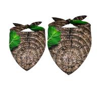 2 Pack Dog Bandana Green Leaf on Brown Wooden Stump Girl Boy Bibs Dog Scarf Kerchief Accessories for Small Medium Large Dogs Puppy Cat Pet