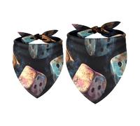 2 Pack Dog Bandana Grunge Old Dices Girl Boy Bibs Dog Scarf Kerchief Accessories for Small Medium Large Dogs Puppy Cat Pet
