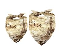 2 Pack Dog Bandana Gurnge Paris Eiffel Tower Girl Boy Bibs Dog Scarf Kerchief Accessories for Small Medium Large Dogs Puppy Cat Pet