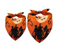 2 Pack Dog Bandana Halloween Dead Tree Pumpkin Children Full Moon Silhouette Girl Boy Bibs Dog Scarf Kerchief Accessories for Small Medium Large Dogs Puppy Cat Pet