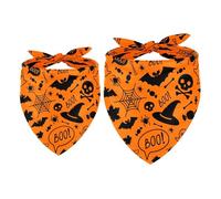 2 Pack Dog Bandana Halloween Ghosts Skulls Punpkin Spiderweb Girl Boy Bibs Dog Scarf Kerchief Accessories for Small Medium Large Dogs Puppy Cat Pet