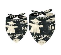 2 Pack Dog Bandana Halloween Magic Book Crow Grave Girl Boy Bibs Dog Scarf Kerchief Accessories for Small Medium Large Dogs Puppy Cat Pet