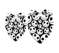2 Pack Dog Bandana Halloween Skeleton Faces Pattern Girl Boy Bibs Dog Scarf Kerchief Accessories for Small Medium Large Dogs Puppy Cat Pet