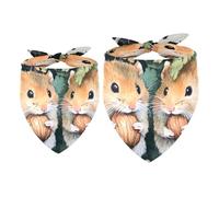 2 Pack Dog Bandana Hamsters on Leave Jungle Girl Boy Bibs Dog Scarf Kerchief Accessories for Small Medium Large Dogs Puppy Cat Pet