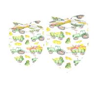 2 Pack Dog Bandana Harvest Pumpkin Apple Green Tractor Girl Boy Bibs Dog Scarf Kerchief Accessories for Small Medium Large Dogs Puppy Cat Pet