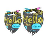 2 Pack Dog Bandana Hello Different Languages Girl Boy Bibs Dog Scarf Kerchief Accessories for Small Medium Large Dogs Puppy Cat Pet