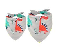 2 Pack Dog Bandana Hello Red Green Blue Dinosaur Girl Boy Bibs Dog Scarf Kerchief Accessories for Small Medium Large Dogs Puppy Cat Pet