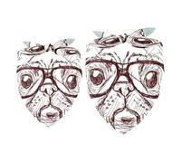2 Pack Dog Bandana Hipster Pug Dog with Glasses and Bow Girl Boy Bibs Dog Scarf Kerchief Accessories for Small Medium Large Dogs Puppy Cat Pet