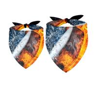 2 Pack Dog Bandana Hockey Puck in Fire and Water Girl Boy Bibs Dog Scarf Kerchief Accessories for Small Medium Large Dogs Puppy Cat Pet