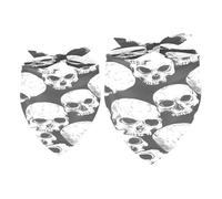 2 Pack Dog Bandana Horror Dead Skull Girl Boy Bibs Dog Scarf Kerchief Accessories for Small Medium Large Dogs Puppy Cat Pet