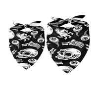 2 Pack Dog Bandana Horror Skull Eyeball Zombie Hand Bone Girl Boy Bibs Dog Scarf Kerchief Accessories for Small Medium Large Dogs Puppy Cat Pet