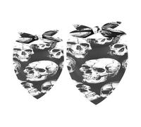 2 Pack Dog Bandana Horror Skull Girl Boy Bibs Dog Scarf Kerchief Accessories for Small Medium Large Dogs Puppy Cat Pet