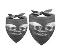 2 Pack Dog Bandana Horror Two Skeleton Hug Girl Boy Bibs Dog Scarf Kerchief Accessories for Small Medium Large Dogs Puppy Cat Pet