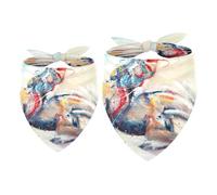 2 Pack Dog Bandana Horse Galloping Oil Painting Girl Boy Bibs Dog Scarf Kerchief Accessories for Small Medium Large Dogs Puppy Cat Pet