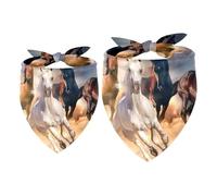2 Pack Dog Bandana Horse Herd Run in Desert Sand Storm Against Girl Boy Bibs Dog Scarf Kerchief Accessories for Small Medium Large Dogs Puppy Cat Pet