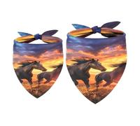 2 Pack Dog Bandana Horse on Sunrise Prairie Girl Boy Bibs Dog Scarf Kerchief Accessories for Small Medium Large Dogs Puppy Cat Pet