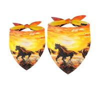 2 Pack Dog Bandana Horse on the Sea Sunrise Girl Boy Bibs Dog Scarf Kerchief Accessories for Small Medium Large Dogs Puppy Cat Pet