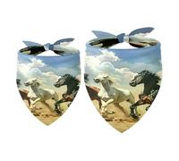 2 Pack Dog Bandana Horses Galloping in the Desert Girl Boy Bibs Dog Scarf Kerchief Accessories for Small Medium Large Dogs Puppy Cat Pet