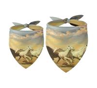 2 Pack Dog Bandana Horses Galloping in the Desert Girl Boy Bibs Dog Scarf Kerchief Accessories for Small Medium Large Dogs Puppy Cat Pet