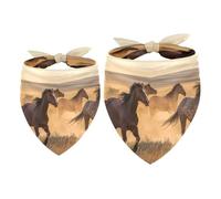 2 Pack Dog Bandana Horses Galloping on the Prairie Girl Boy Bibs Dog Scarf Kerchief Accessories for Small Medium Large Dogs Puppy Cat Pet