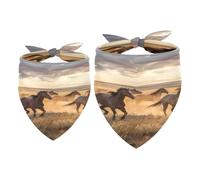 2 Pack Dog Bandana Horses Galloping on the Prairie Girl Boy Bibs Dog Scarf Kerchief Accessories for Small Medium Large Dogs Puppy Cat Pet