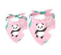 2 Pack Dog Bandana Hot Air Balloon Clouds Panda Girl Boy Bibs Dog Scarf Kerchief Accessories for Small Medium Large Dogs Puppy Cat Pet