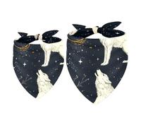 2 Pack Dog Bandana Howling Wolves Moon Girl Boy Bibs Dog Scarf Kerchief Accessories for Small Medium Large Dogs Puppy Cat Pet