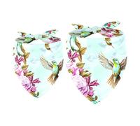 2 Pack Dog Bandana Humming Nightingale Birds with Lily Roses Poppy Girl Boy Bibs Dog Scarf Kerchief Accessories for Small Medium Large Dogs Puppy Cat Pet
